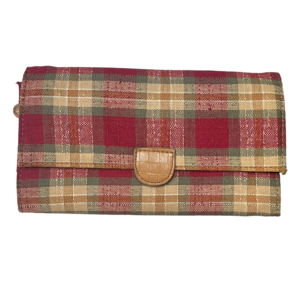 Longaberger Holiday Plaid 90s Vintage Wallet - Red and Green